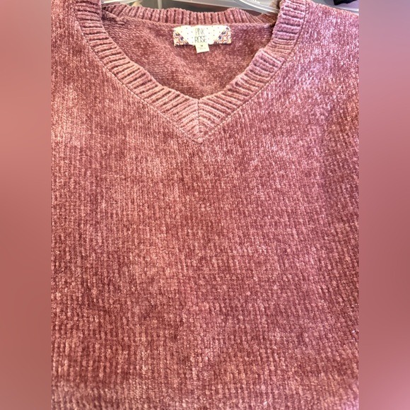 Pink Rose pink chenille V neck sweater M - Picture 2 of 4